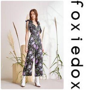 Foxiedox Floral Print Tie Shoulder Jumpsuit